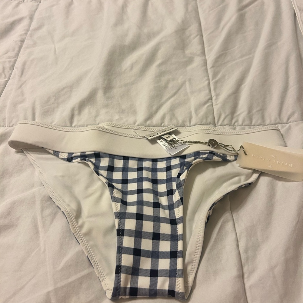 Heidi Klein reversible Blue and White Checkered Bikini Bottom